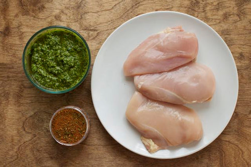 Roasted Jalapeño and Cilantro Pesto Chicken Salad