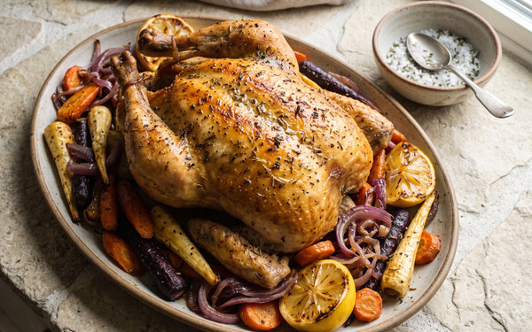 Roasted Chicken with Carrots & Parships