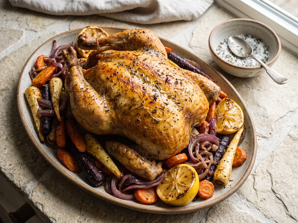Roasted Chicken with Carrots & Parships