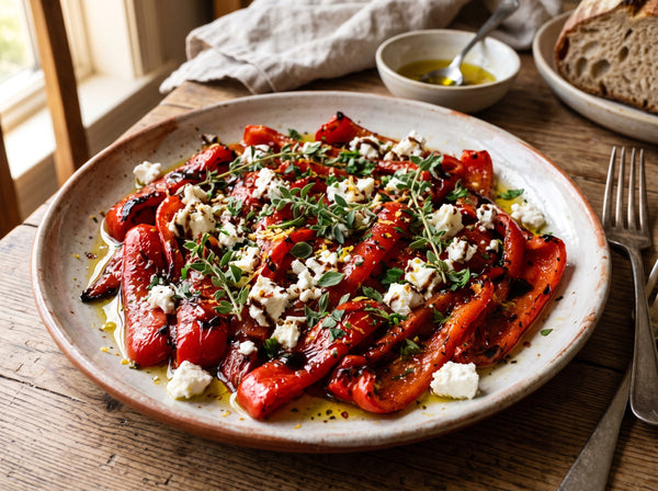 Roasted Red Peppers with Feta