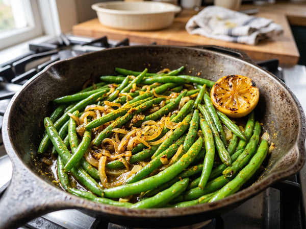 Sauteed Green Beans with Onions and Lemon